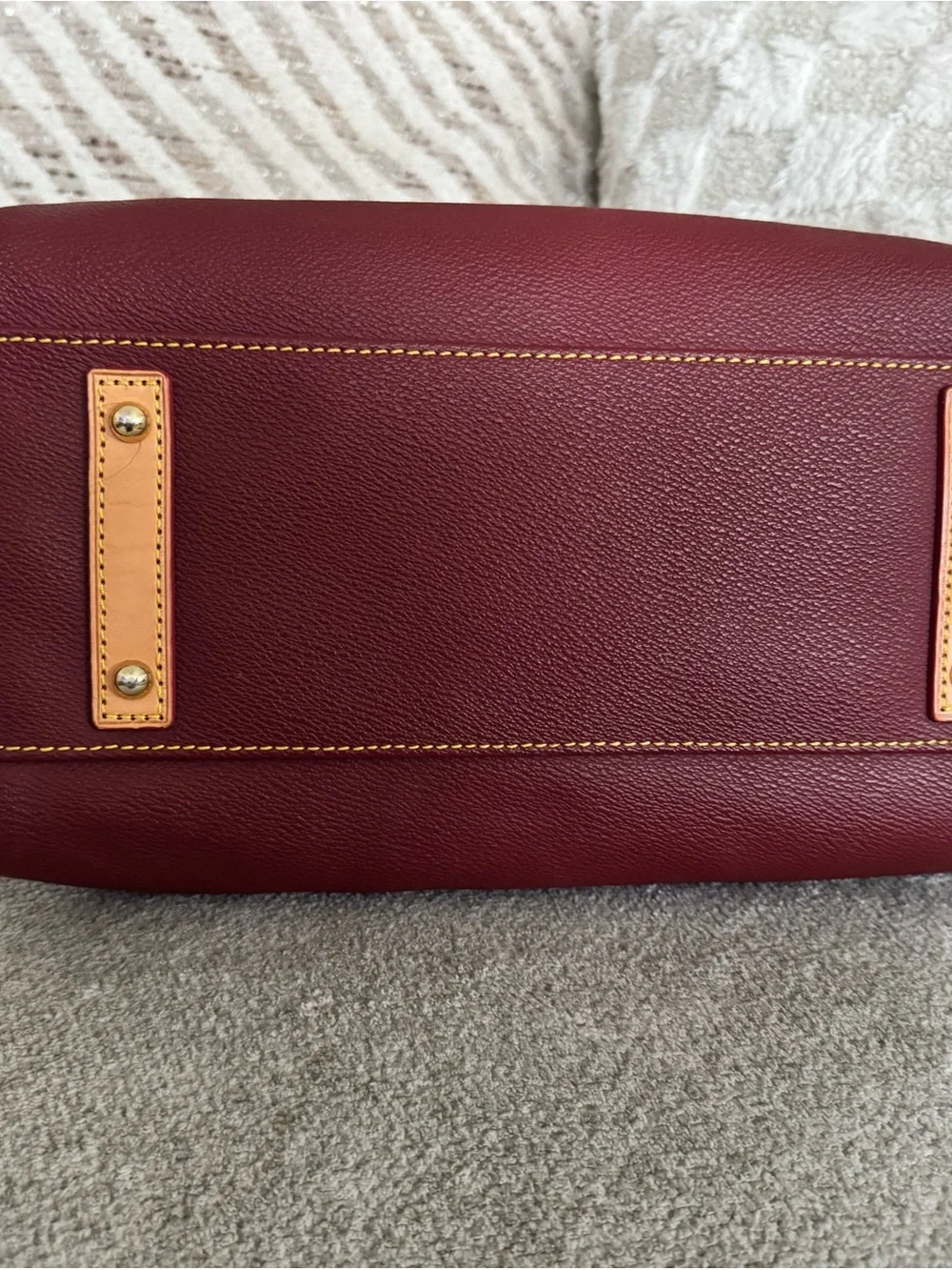 Dooney & Bourke Olivia Wine Leather Satchel with Tan Handles - Picture 6 of 13